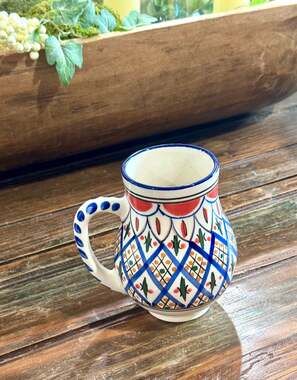 Le Souk Ceramique Malika Stoneware Belly Mug Hand-Painted in Tunisia